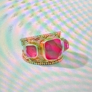 NWT JULIE VOS TRIESTE RING in PEONY PINK